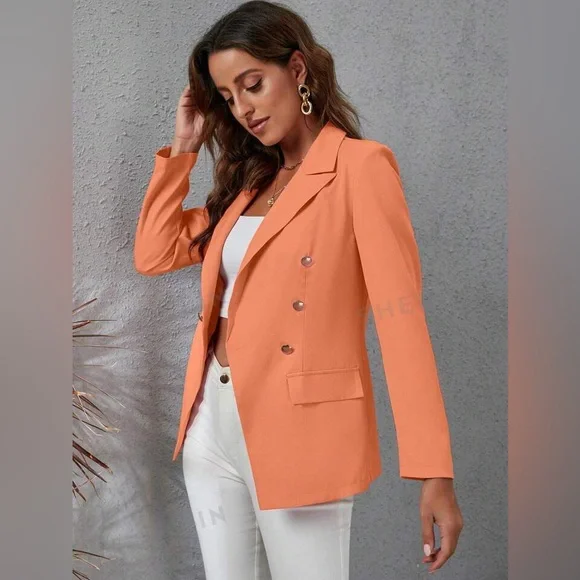 Peach colored Double Breasted Blazer - Picture 4 of 6
